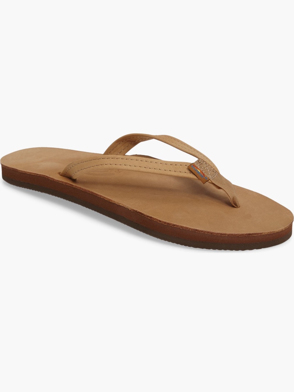 NEW Rainbow Premier Leather Single Layer Narrow Sandals in Sierra Brown